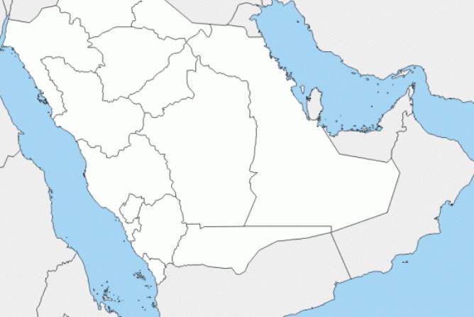 خريطة المملكة العربية السعودية صماء وحدودها المختصر كوم